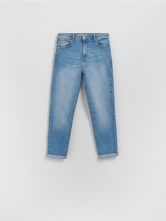 Reserved - Jeansy boyfriend slim - niebieski