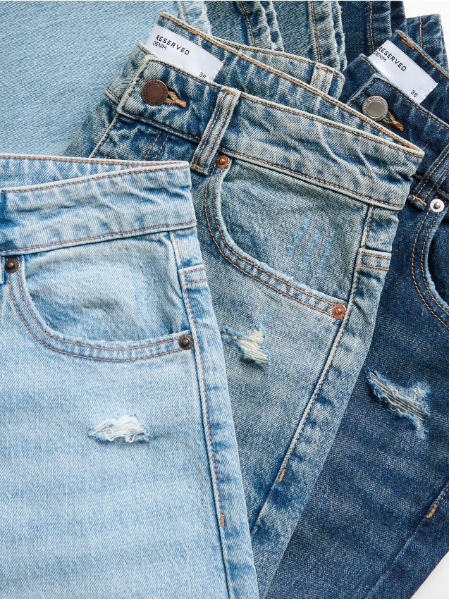 Reserved - Jeansy mom fit - granatowy