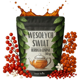 Wesołych świąt 50 g - herbata czarna świąteczna płatki śniegu jarzębina