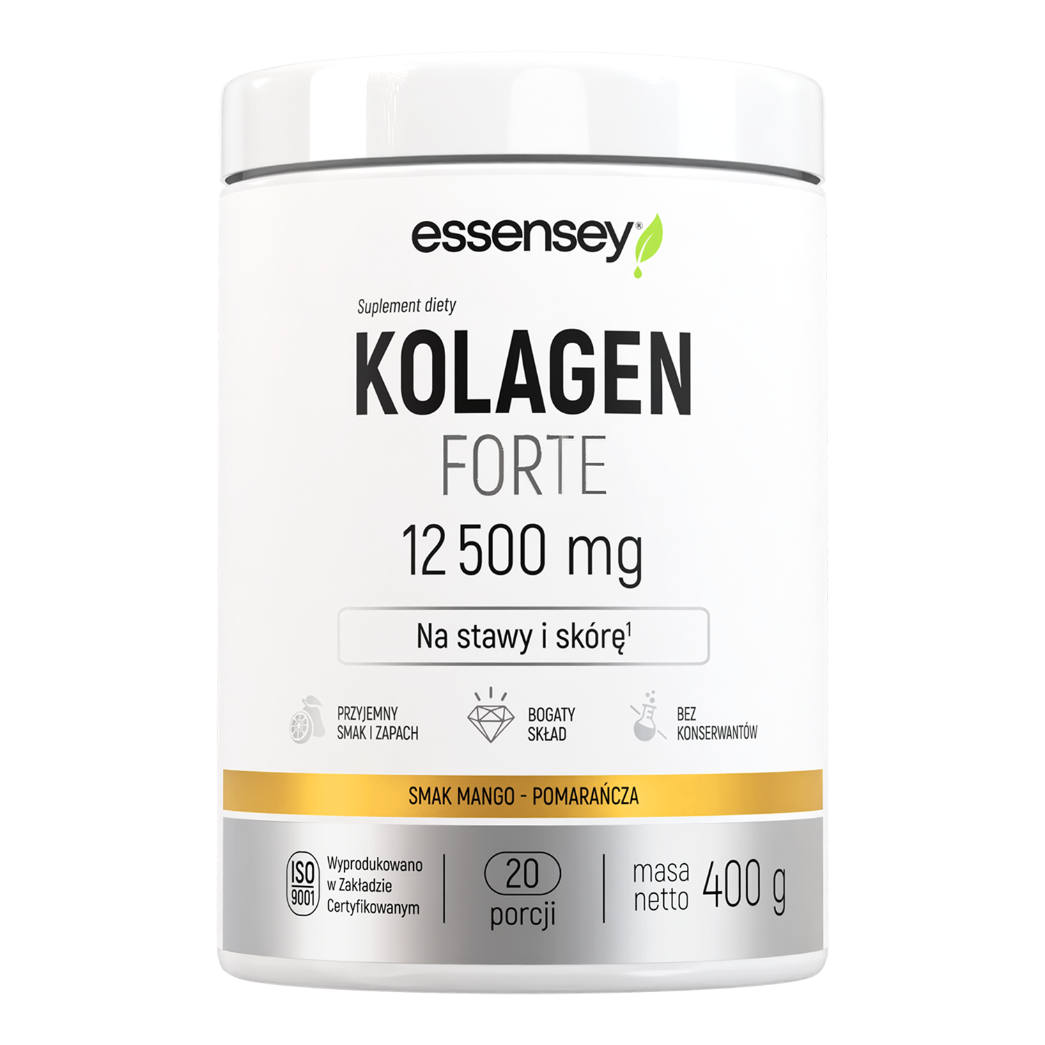 Essensey Kolagen Forte 12500 mg, mango-pomarańcza, 400 g