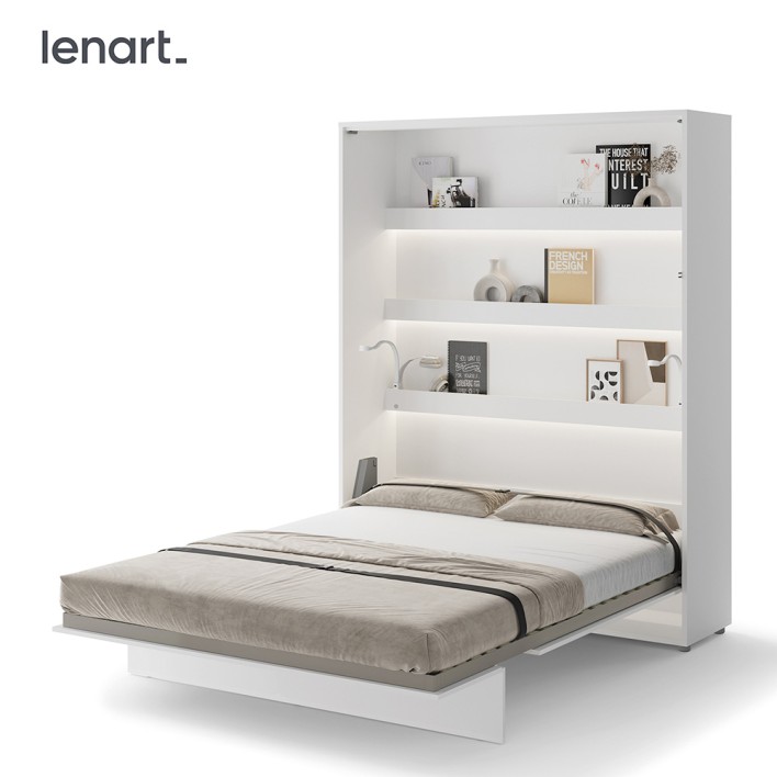 BED CONCEPT BC-12p - półkotapczan pionowy 160 - biały połysk