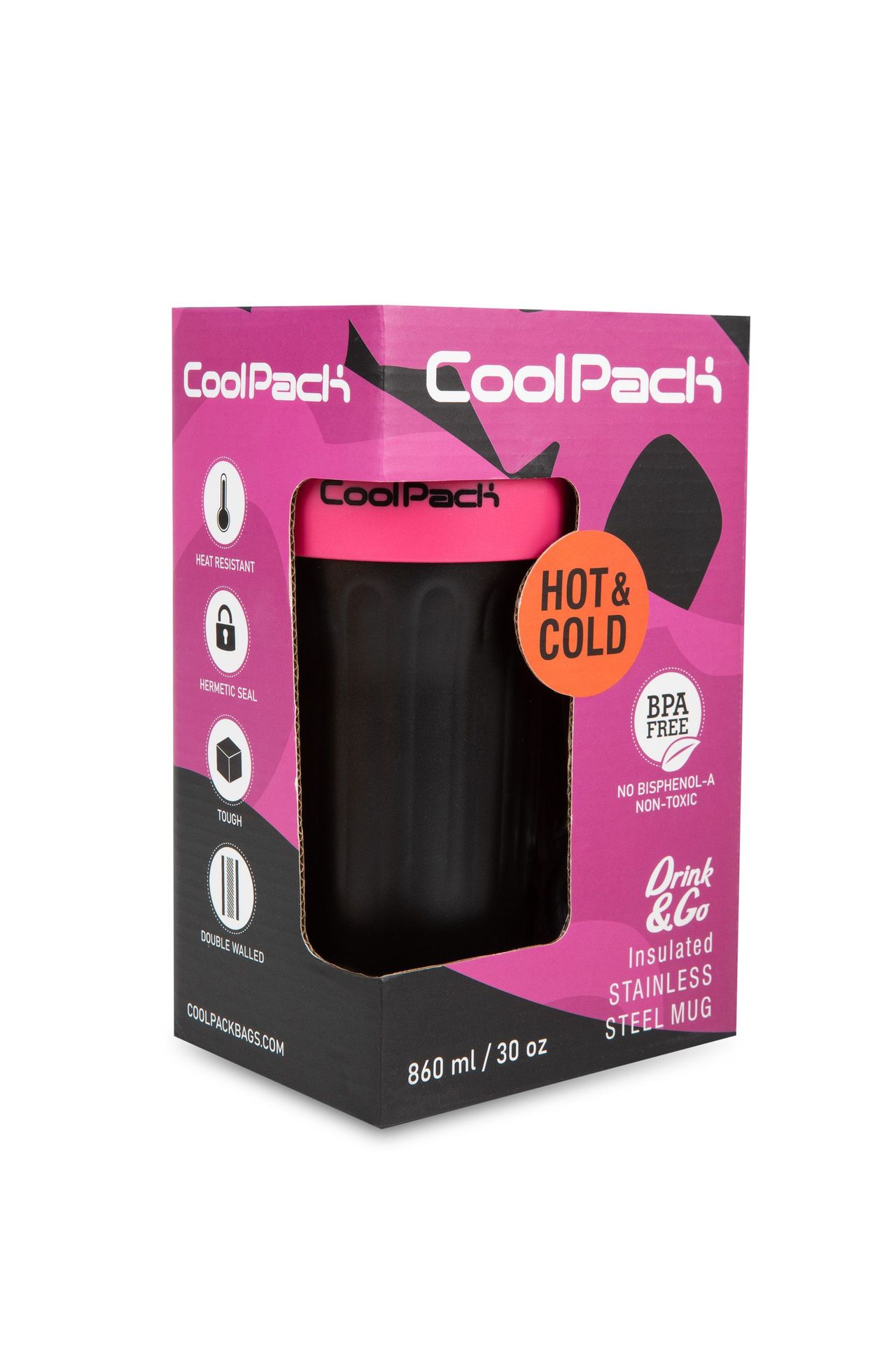 Kubek termiczny 860ml Coolpack Coffee Mug Jumbo Pink Black - kubek
