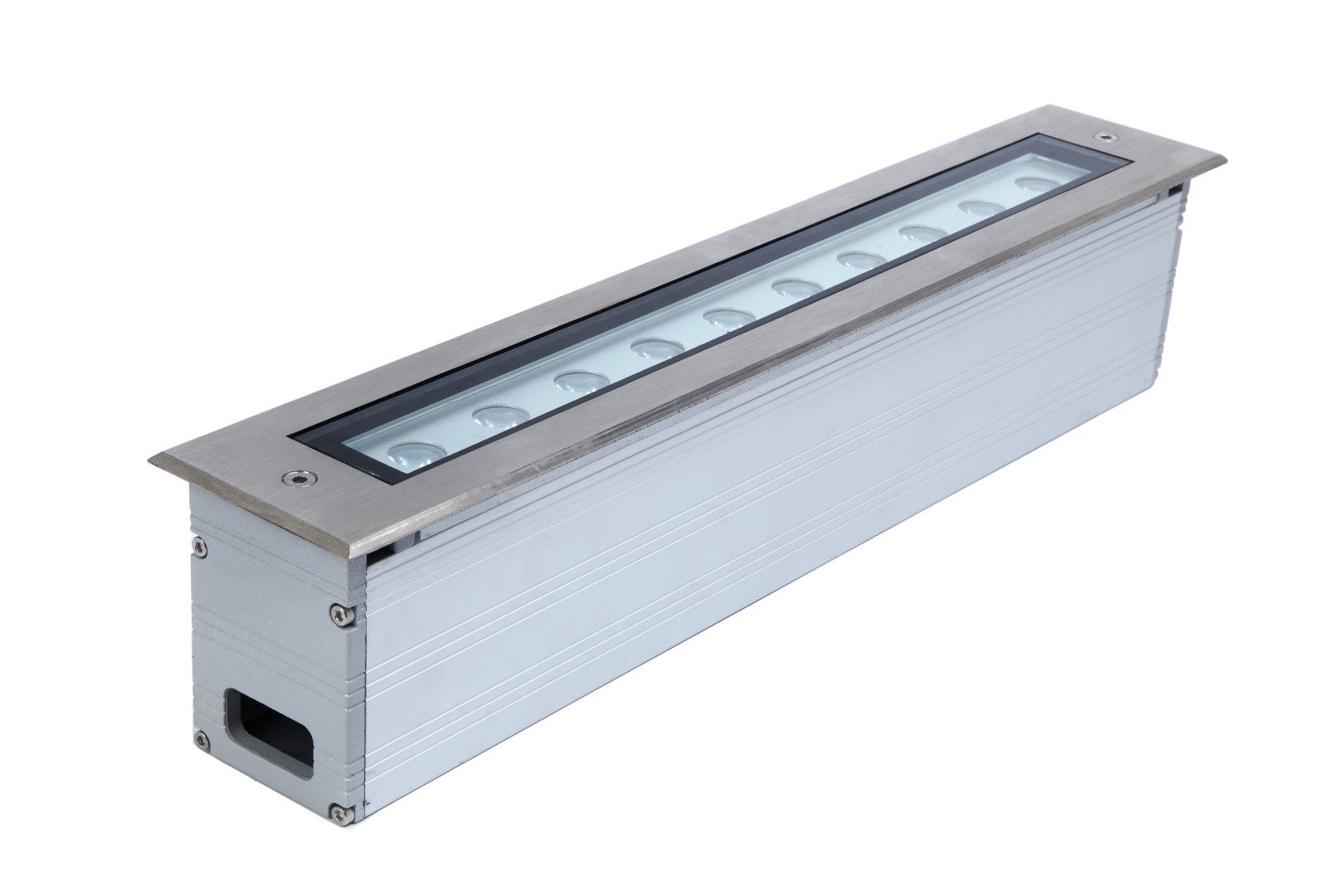 Prostokątna lampa najazdowa LED, srebrna z IP67 LD-500 z serii LANDO