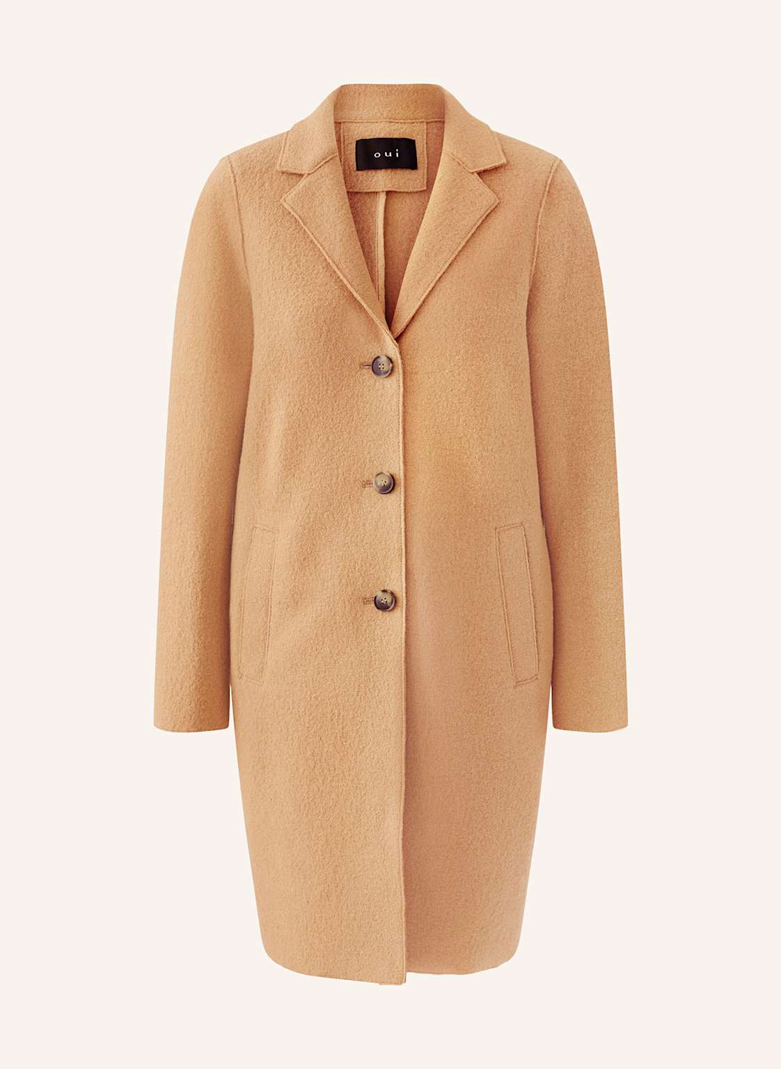 Oui Płaszcz Wełniany beige