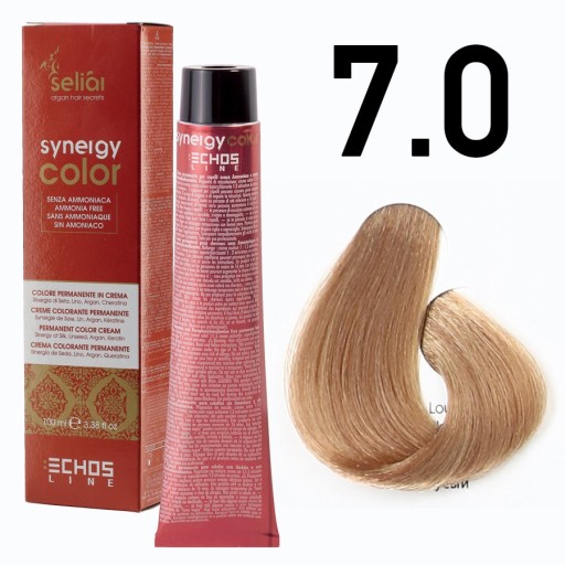 Echosline Seliar Synergy Color, farba do włosów bez amoniaku, 7.0 Blonde, 100ml