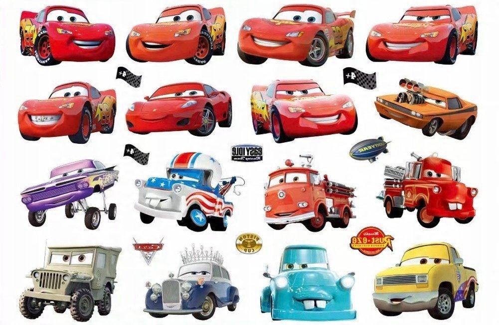 Tatuaże zmywalne dla dzieci auta Zygzak cars duży arkusz E2