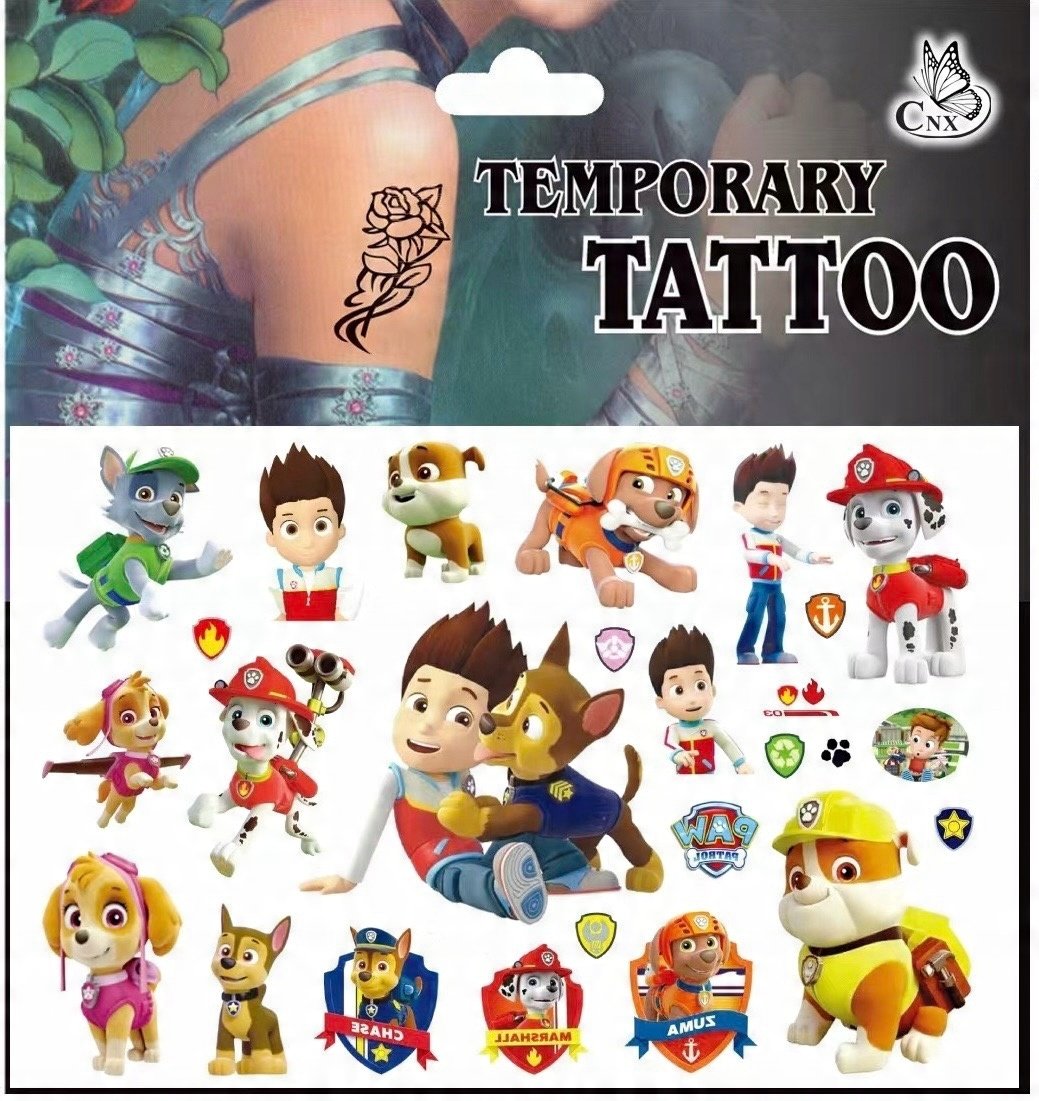 Psi Patrol zmywalne tatuaże dla dzieci tymczasowe skye chase Marschal F1