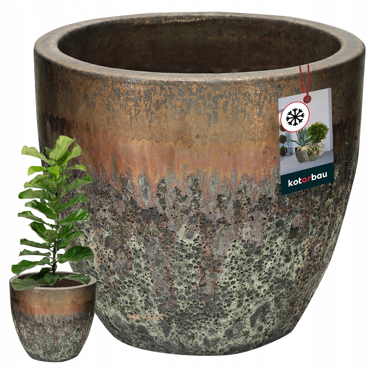 DONICA DONICZKA CERAMICZNA Ø 30 CM MROZOODPORNA ZŁOTA Z ODPŁYWEM WODY TARAS