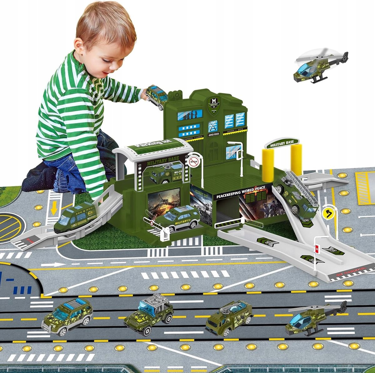 KLOCKI WOJSKO BAZA WOJSKOWA POJAZDY WOJSKOWE HELIKOPTER PREZENT DLA DZIECI
