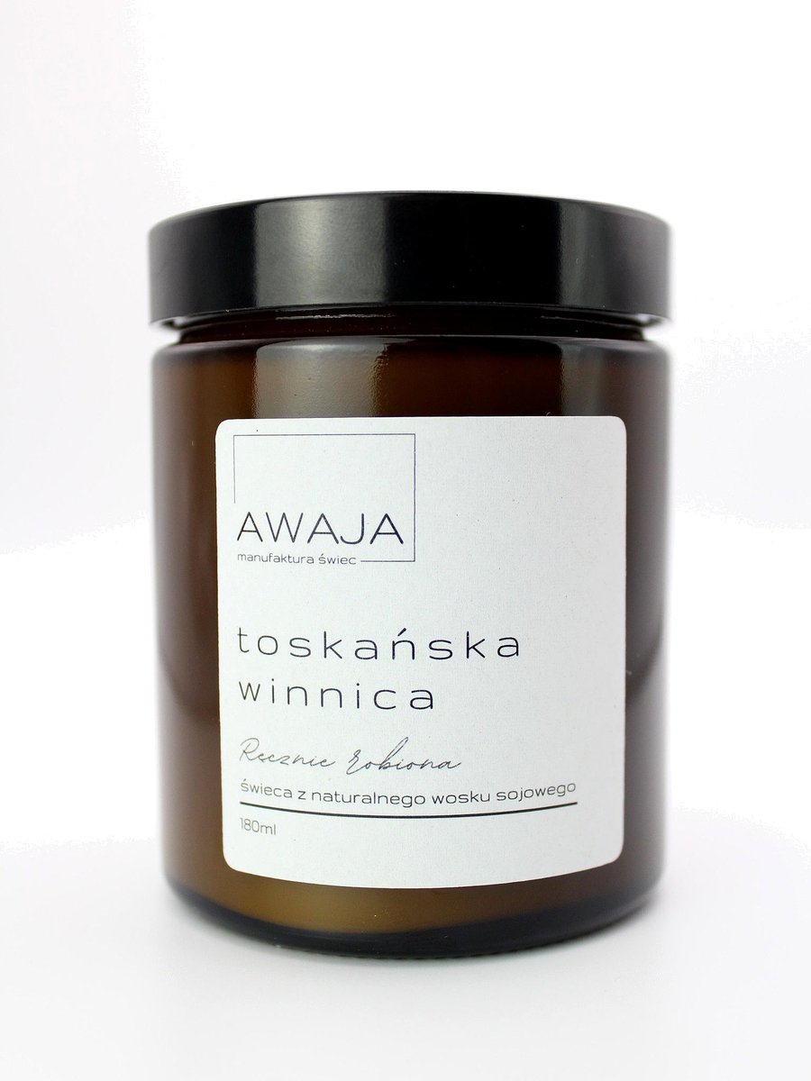 Świeca sojowa toskańska winnica – zapachowa, handmade, 180ml, prezent