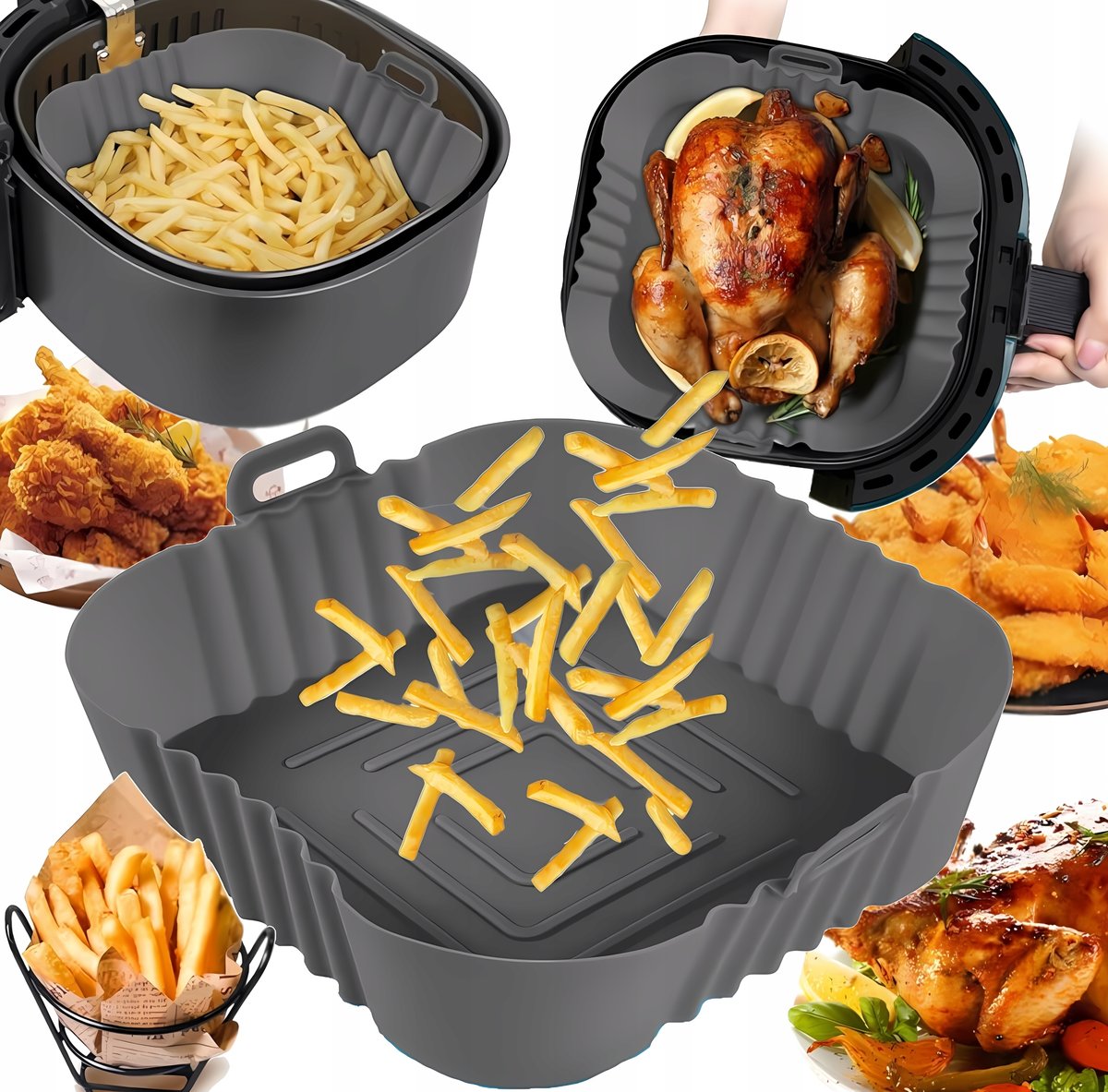 Wkład Silikonowy Do Frytkownicy Beztłuszczowej 2X Airfryer Forma Z Silikonu