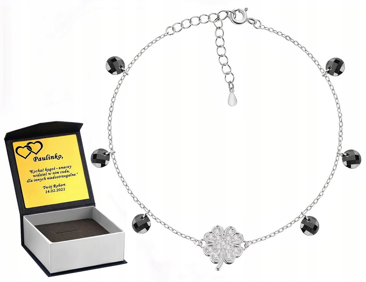 BIŻUTERIA DAMSKA BRANSOLETKA SREBRNA 925 + GRAWER