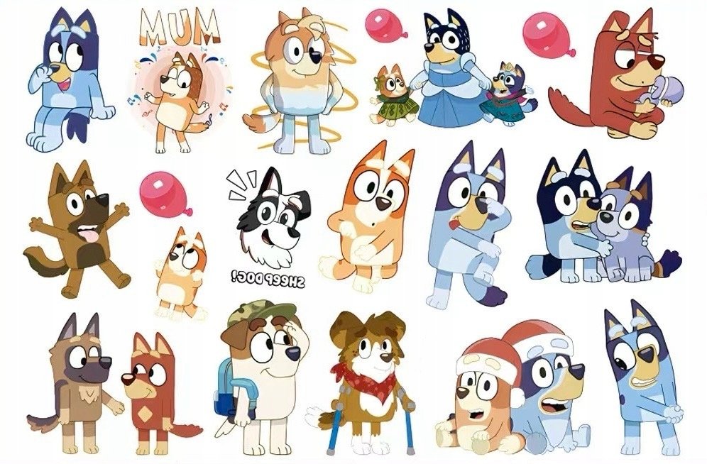Tatuaże dla dzieci zmywalne dziecięce Bluey Bingo pieski piesek blue D4