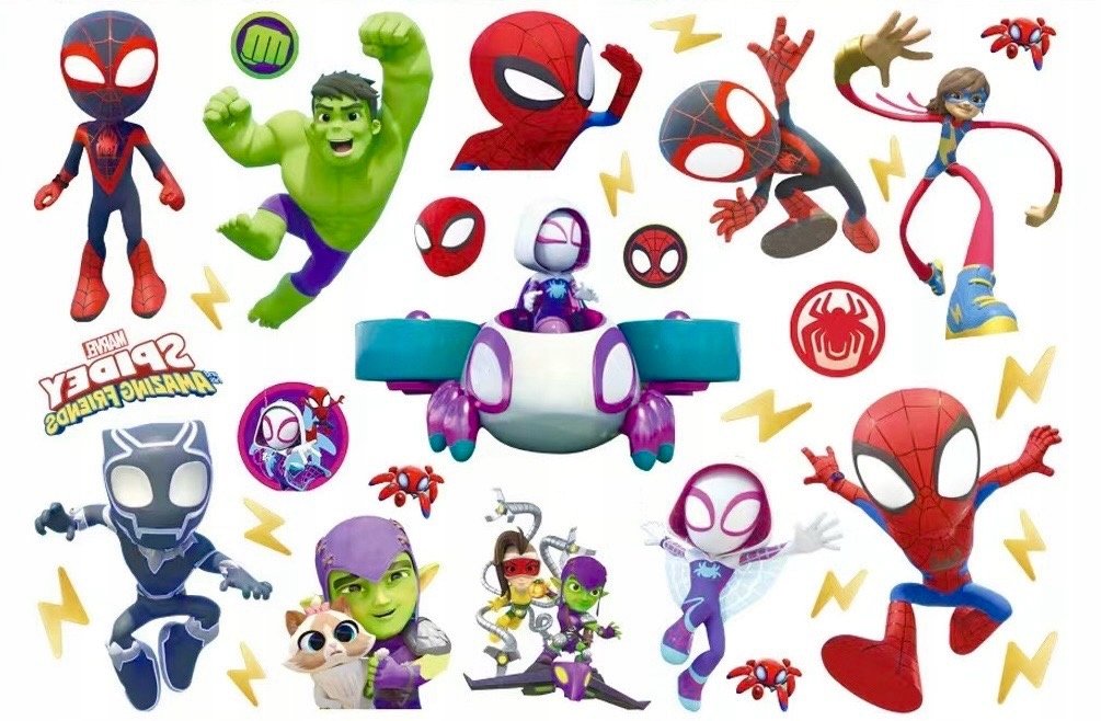 tatuaże tymczasowe Spiderman Spidey duży arkusz zmywalne dużo wzorów H4