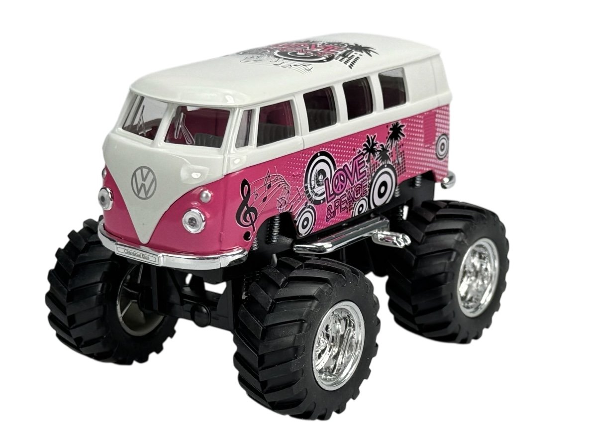WELLY MONSTER TRUCK 1963 VW VOLKSWAGEN TRANSPORTER T1 BUS RÓŻOWY 1:34 47004