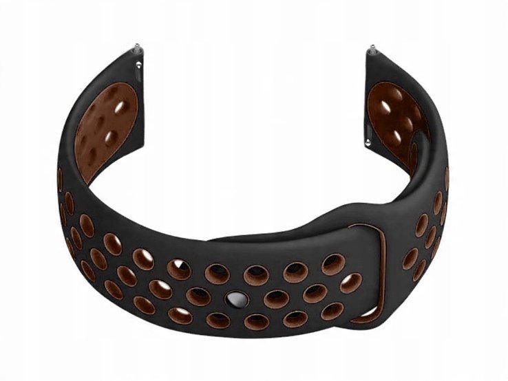 Pasek gumowy do smartwatch U11 czarny/brązowy 20mm