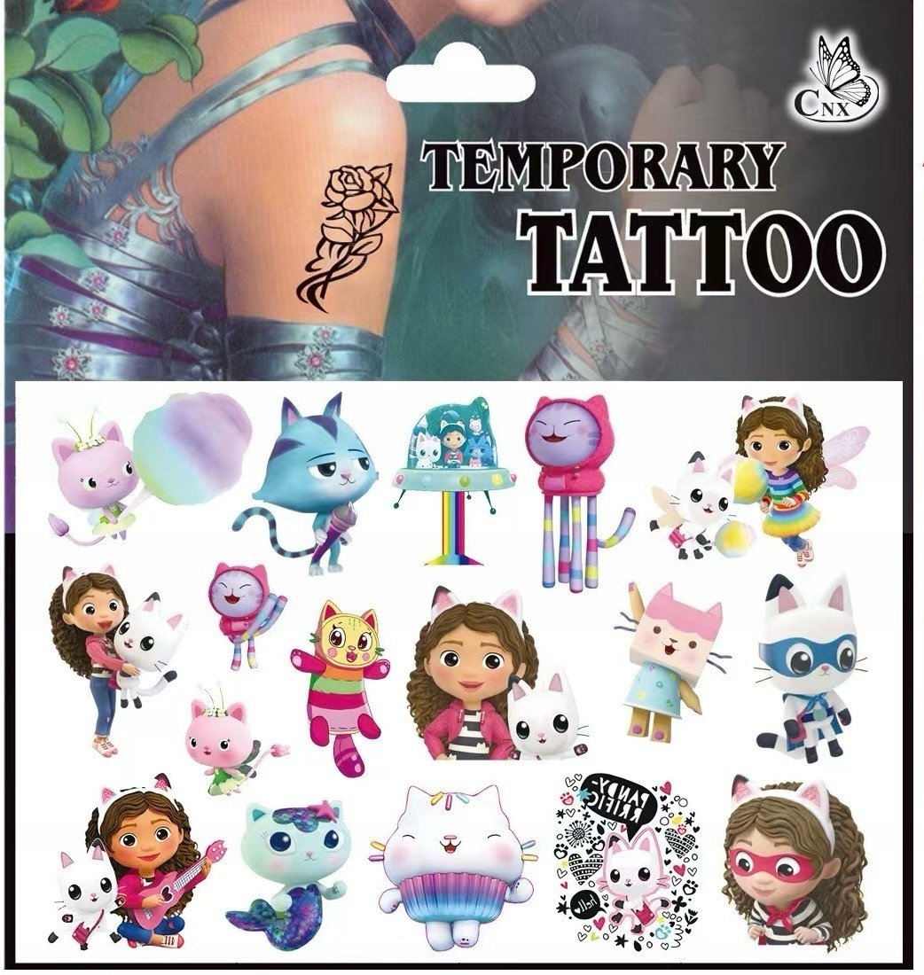 Tatuaże Koci Domek Gabi Zmywalne dla dzieci duży arkusz A3