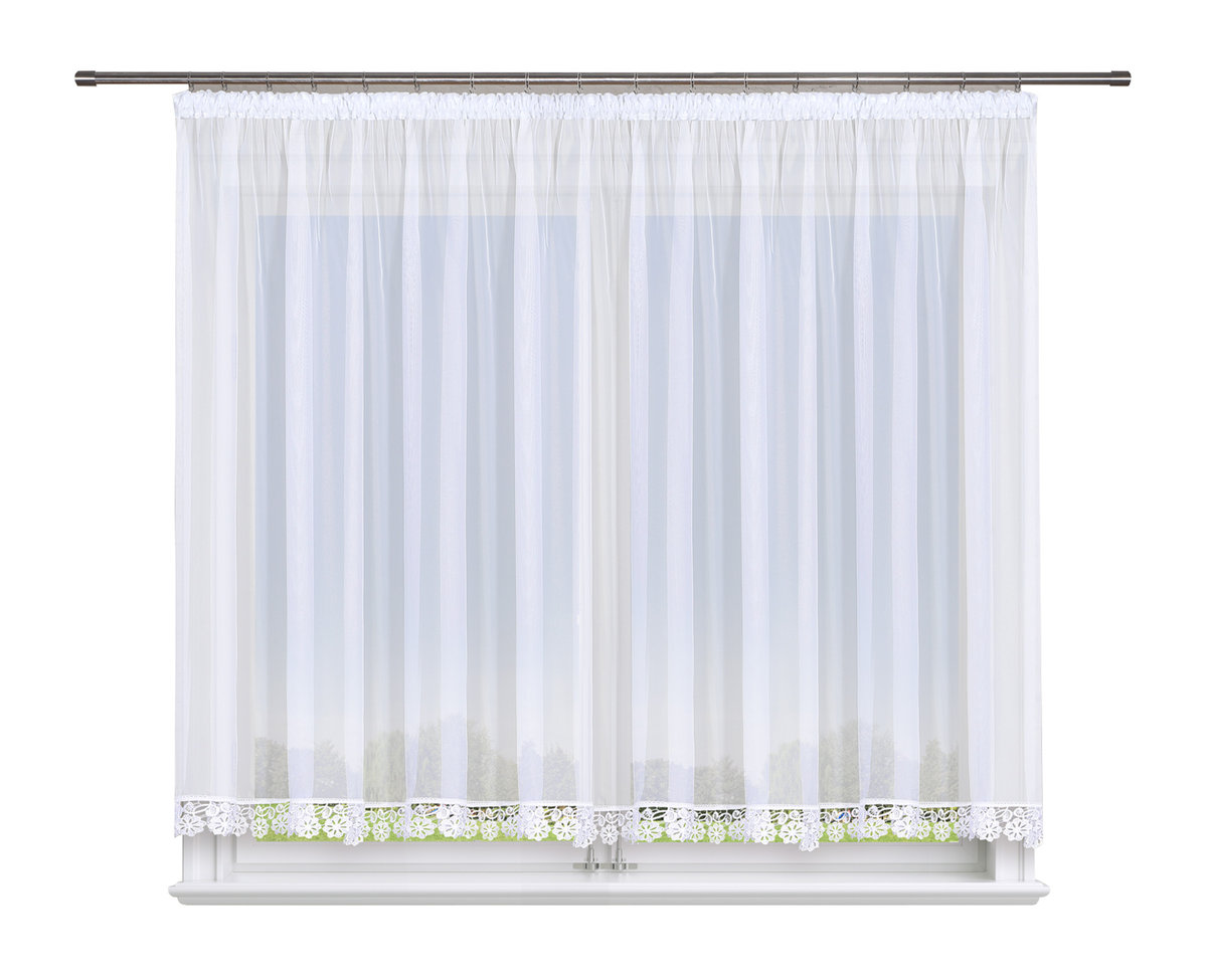 Firana gotowa 300x100,prosta,woal,gipiura 8 cm