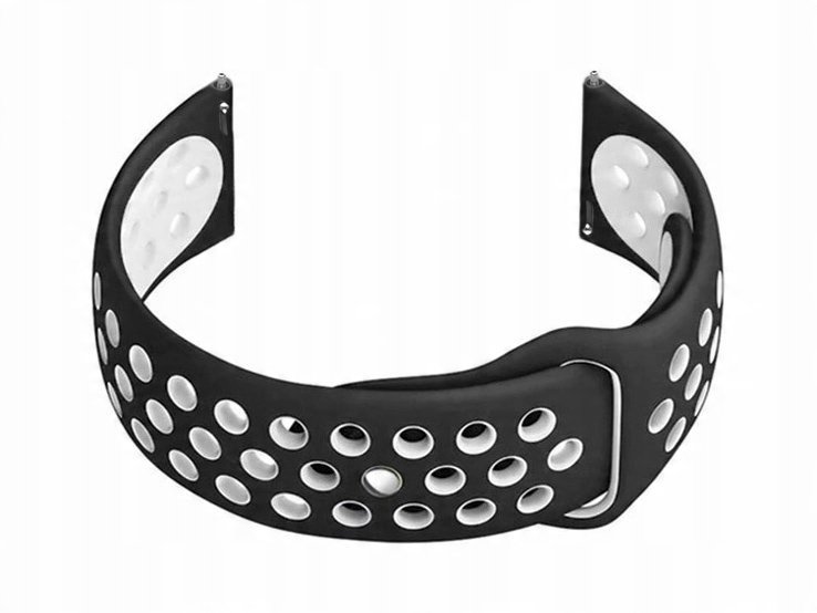 Pasek gumowy do smartwatch U11 - czarny/biały 22mm