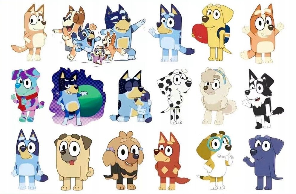 Tatuaże dla dzieci zmywalne dziecięce Bluey Bingo pieski piesek blue D1
