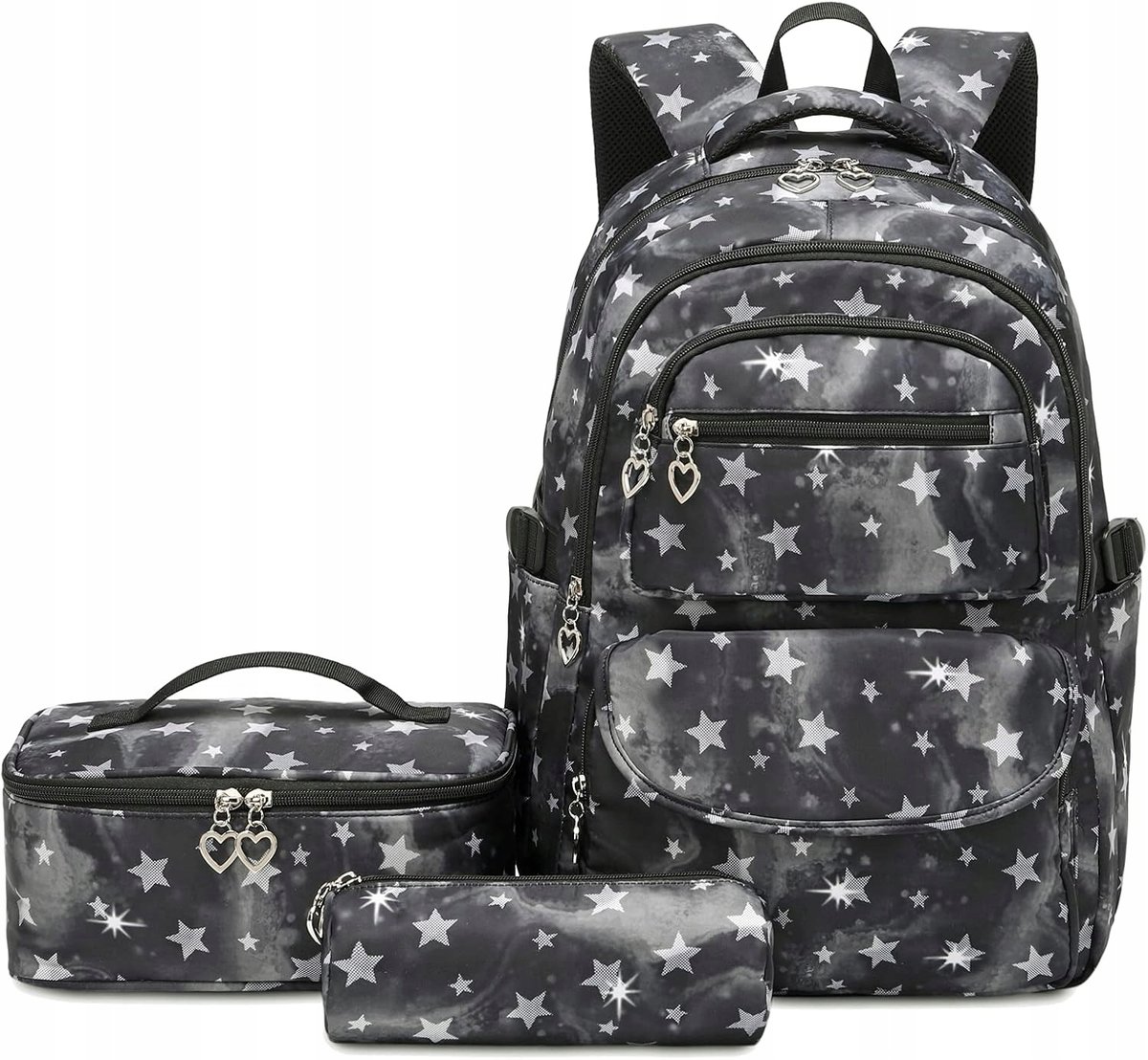 PLECAK SZKOLNY DUŻY MŁODZIEŻOWY WODOODPORNY 3 w 1 TORBA NA LUNCH PIÓRNIK