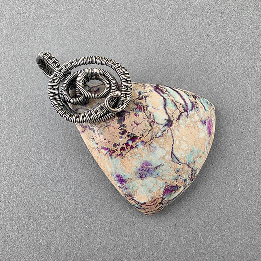 Mosa - jaspis w oksydowanym srebrze, wire wrapping