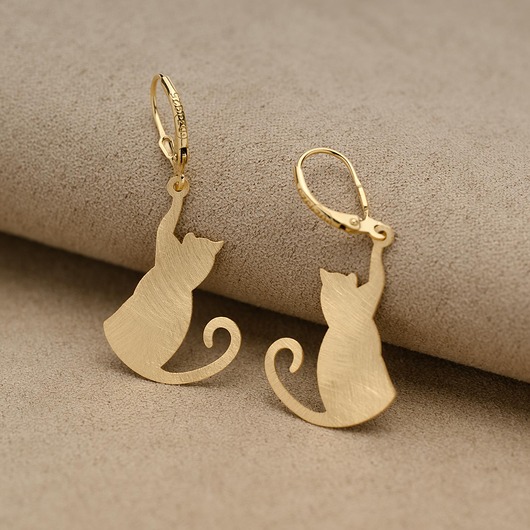 Kolczyki KOTKI, KOTY,KOTECZKI , srebrne - pozłacane