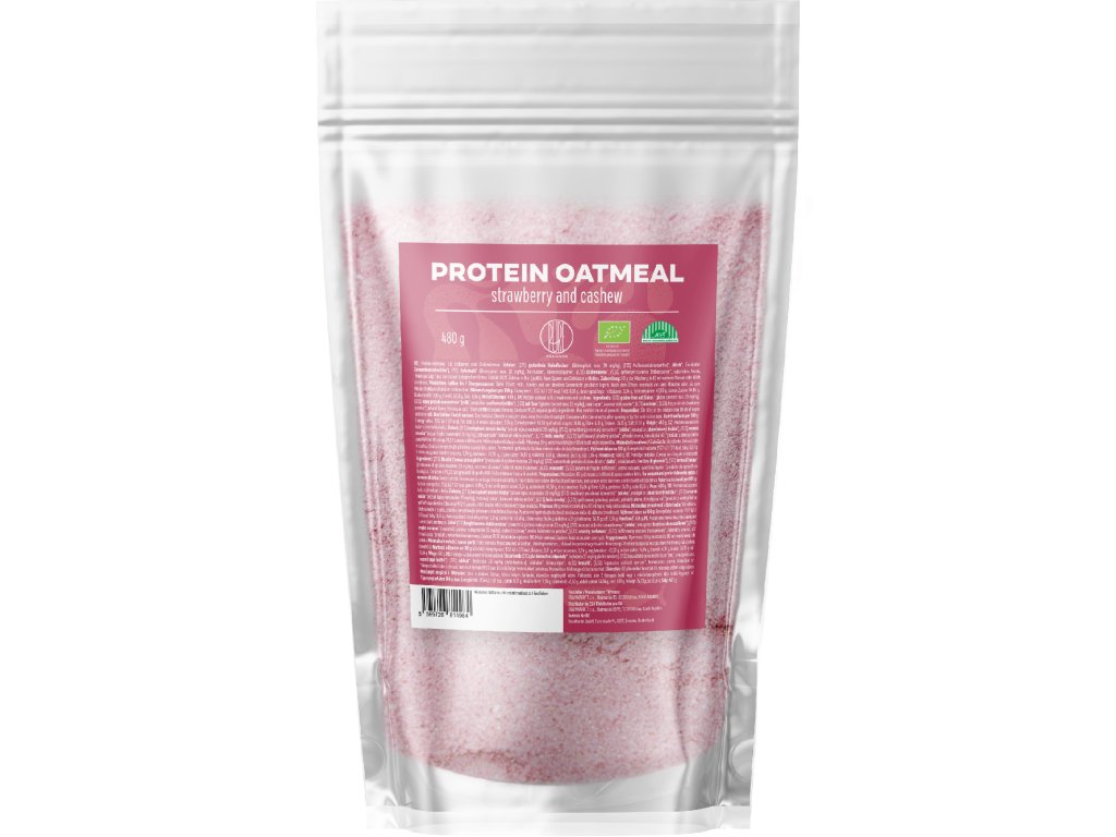 BrainMax Pure Protein Oatmeal, Truskawka z Orzechami Nerkowca, ORGANICZNY, 480 g