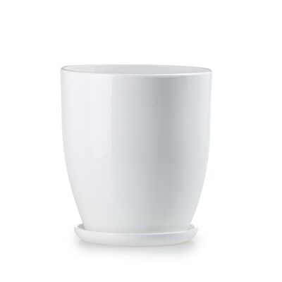 Doniczka klasik wysoki 3 biały połysk 20 x 22 cm