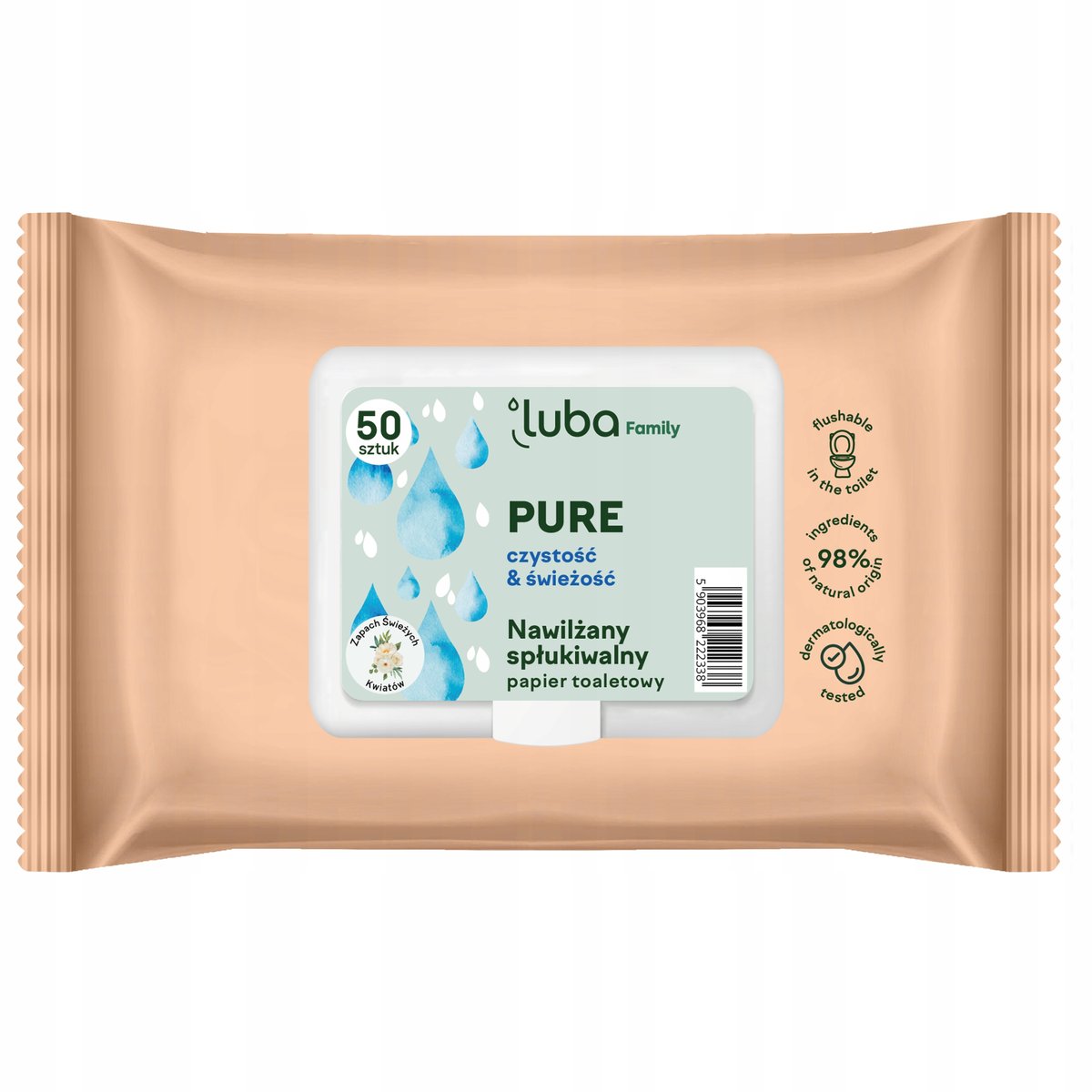 LUBA FAMILY NAWILŻANY PAPIER TOALETOWY PURE 50 SZT NOWOŚĆ