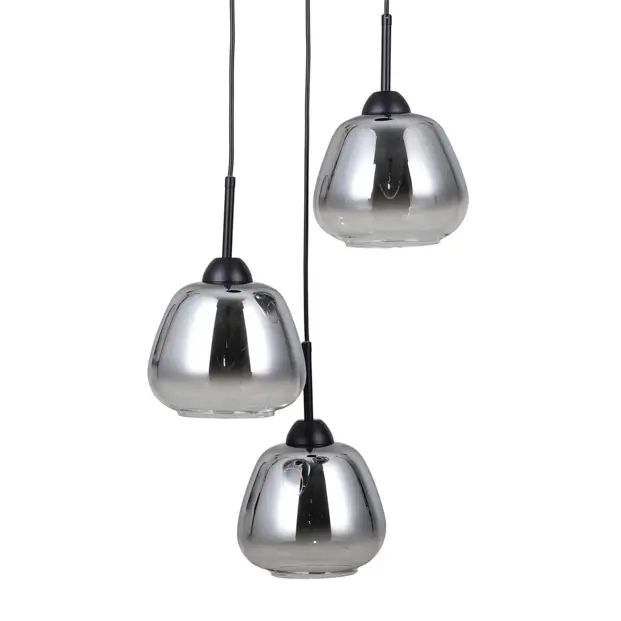 Potrójna lampa wisząca Felis PND-40824-3-BK szklana czarna przydymiona