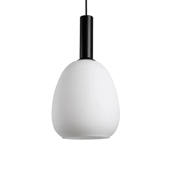 Owalna lampa wisząca Gater PND-23541-1-BK-OP szklana nad wyspę biały czarny