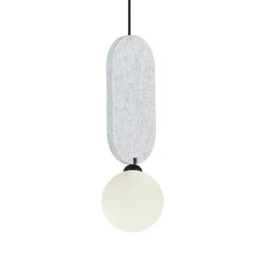 Filcowa lampa wisząca Lorenzo PND-59815-1-LGR okrągła do gabinetu biała