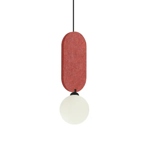Lampa wisząca z filcu Lorenzo PND-59815-1-RED okrągła biała czerwona