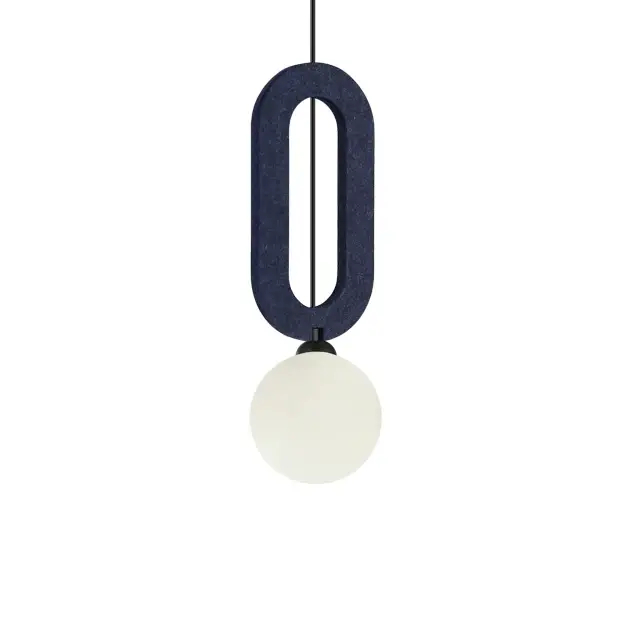 Wisząca lampa z filcu Masso PND-59839-1-BLU owalna do salonu niebieska