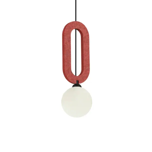 Lampa wisząca filcowa Masso PND-59839-1-RED nad stół kula biała czerwona