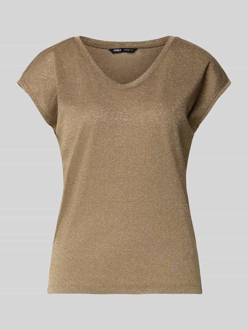 T-shirt o kroju regular fit z dodatkiem wiskozy model ‘SILVERY’