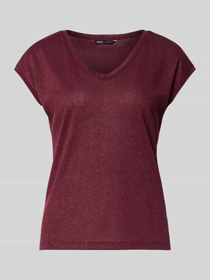 T-shirt o kroju regular fit z dodatkiem wiskozy model ‘SILVERY’
