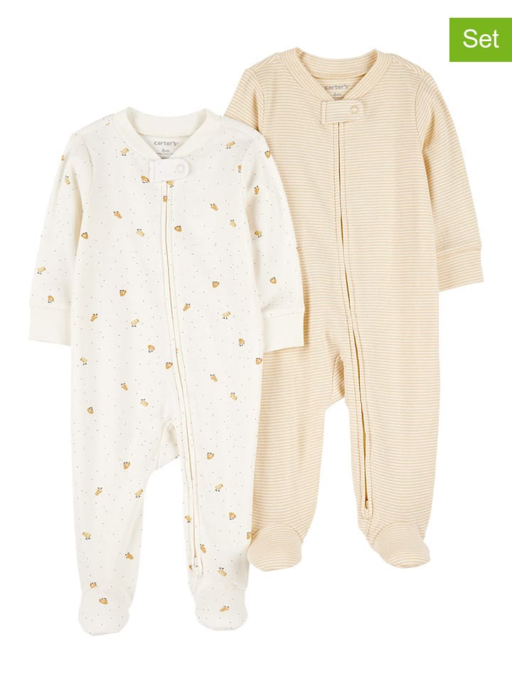 carter's Śpioszki (2 szt.) w kolorze biało-jasnobrązowym