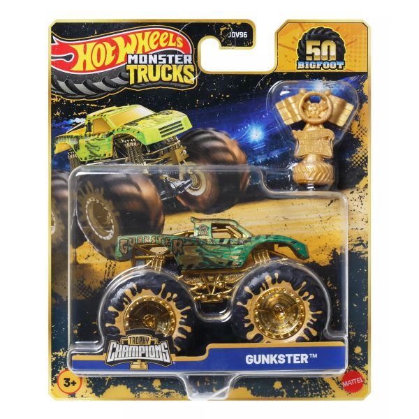 Hot Wheels: Monster Trucks samochód mistrzowski z trofeum - Gunkster