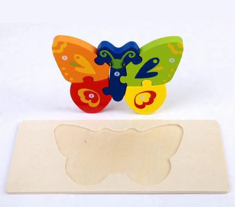 Puzzle Drewniane Układanka Dla Dzieci Motyl Zestaw Zabawka Prezent 3+