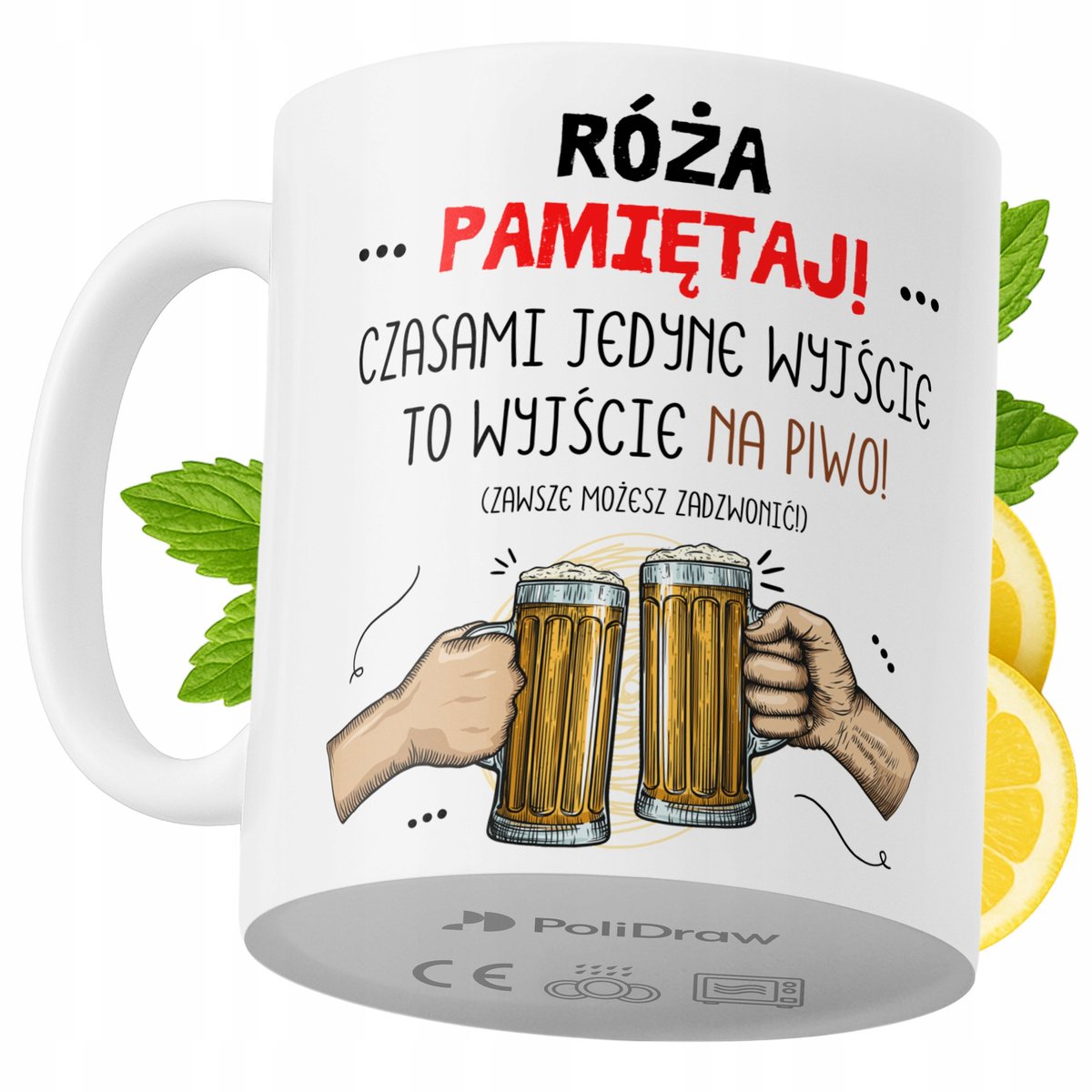 Kubek Dla Róży na Prezent z Nadrukiem ze Zdjęciem 330 ml PoliDraw + Opakowanie na prezent (wzór 01)