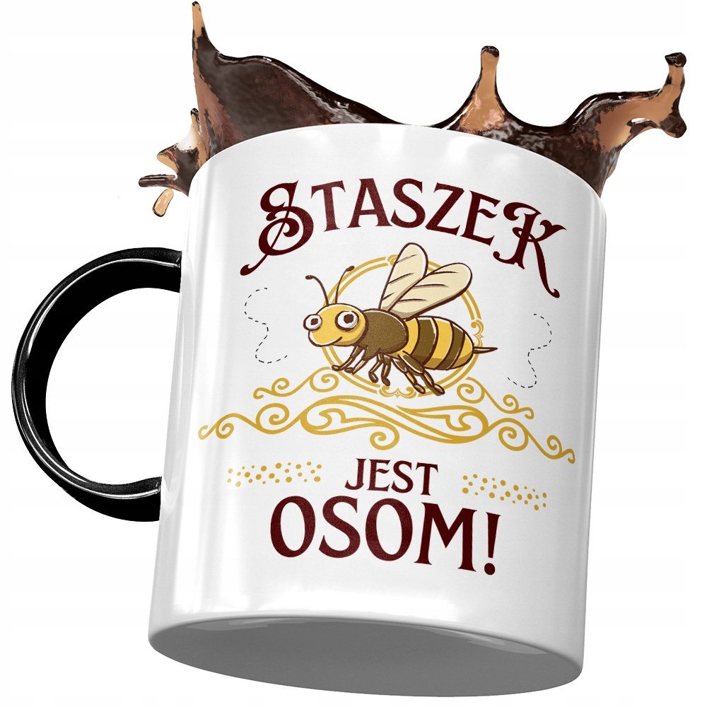 Kubek Czarny dla Stanisława Staszka Kolegi Męża z Nadrukiem ze Zdjęciem + Opakowanie na prezent (wzór 01)