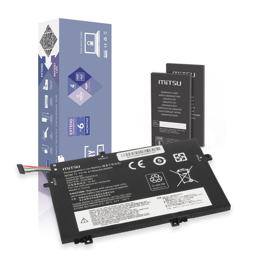 Bateria 01AV463 SB10K97610 do Lenovo L480 L490 L580 L590 L14 L15