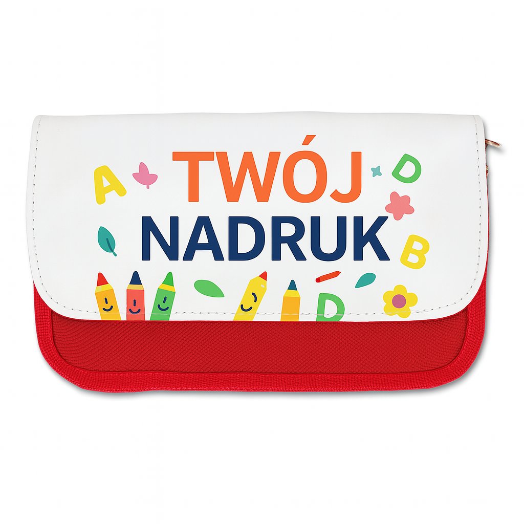 Piórnik z własnym nadrukiem Czerwony Personalizowany prezent
