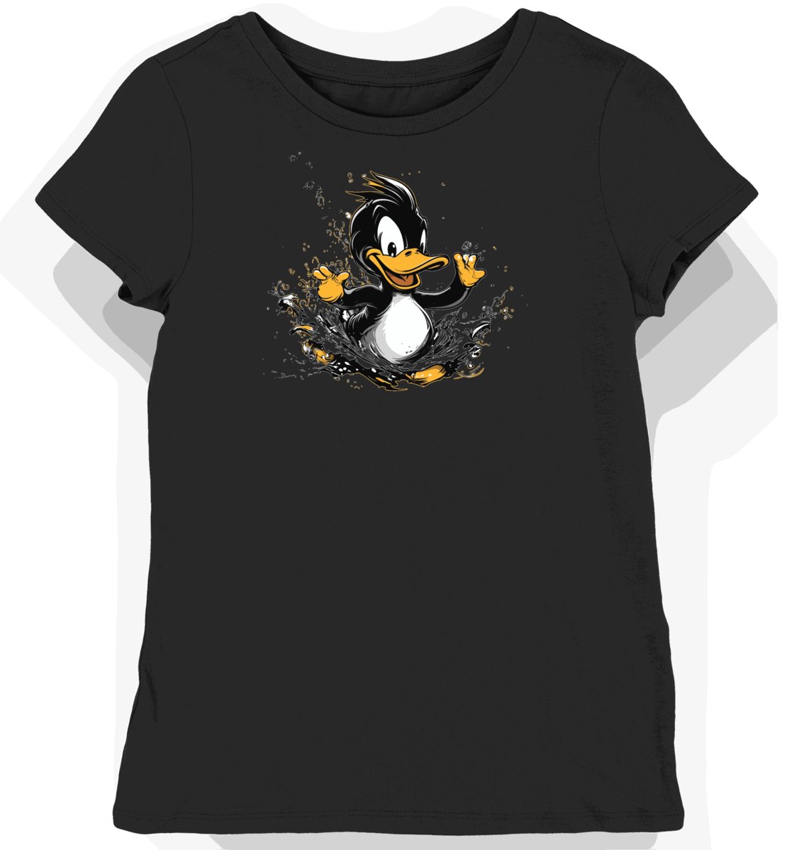 Koszulka damska czarna z nadrukiem Daffy Duck XXL