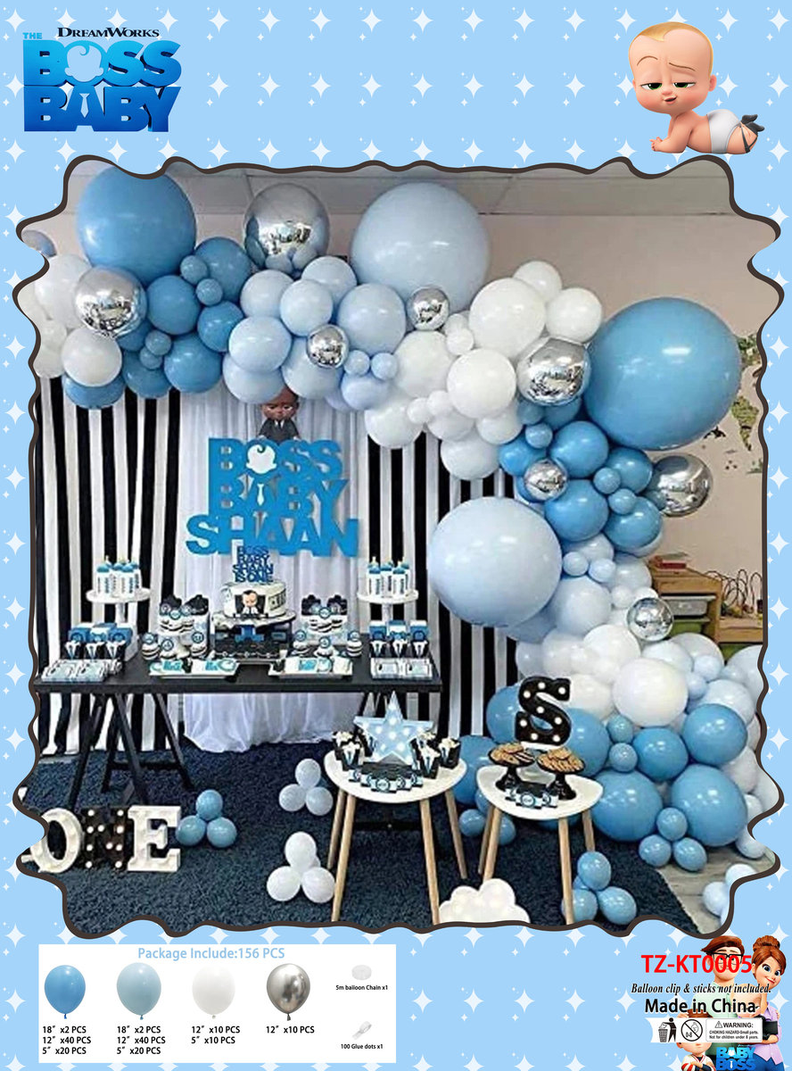 BALONY NIEBIESKIE BIAŁE GIRLANDA ŚLUB URODZINY ZESTAW BALONÓW NA KOMUNIĘ