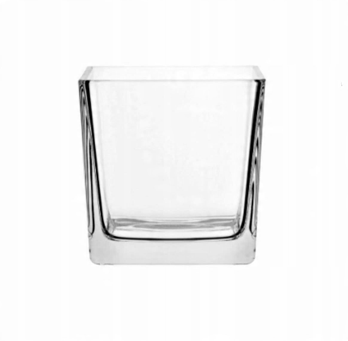 szklany świecznik kostka kwadrat szklany wazon h18 d18
