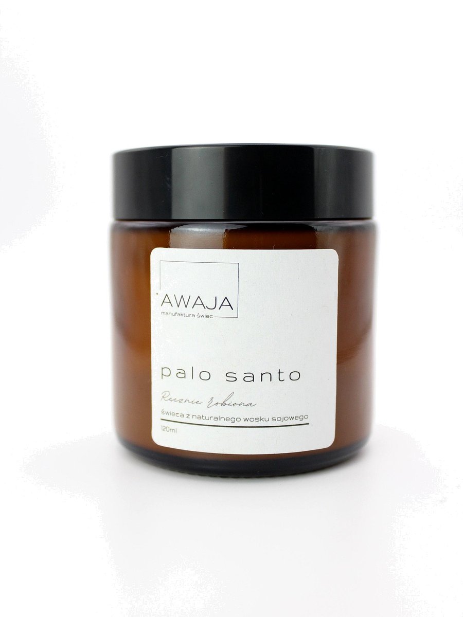 Świeca sojowa palo santo – zapachowa, ręcznie robiona, 120ml, prezent