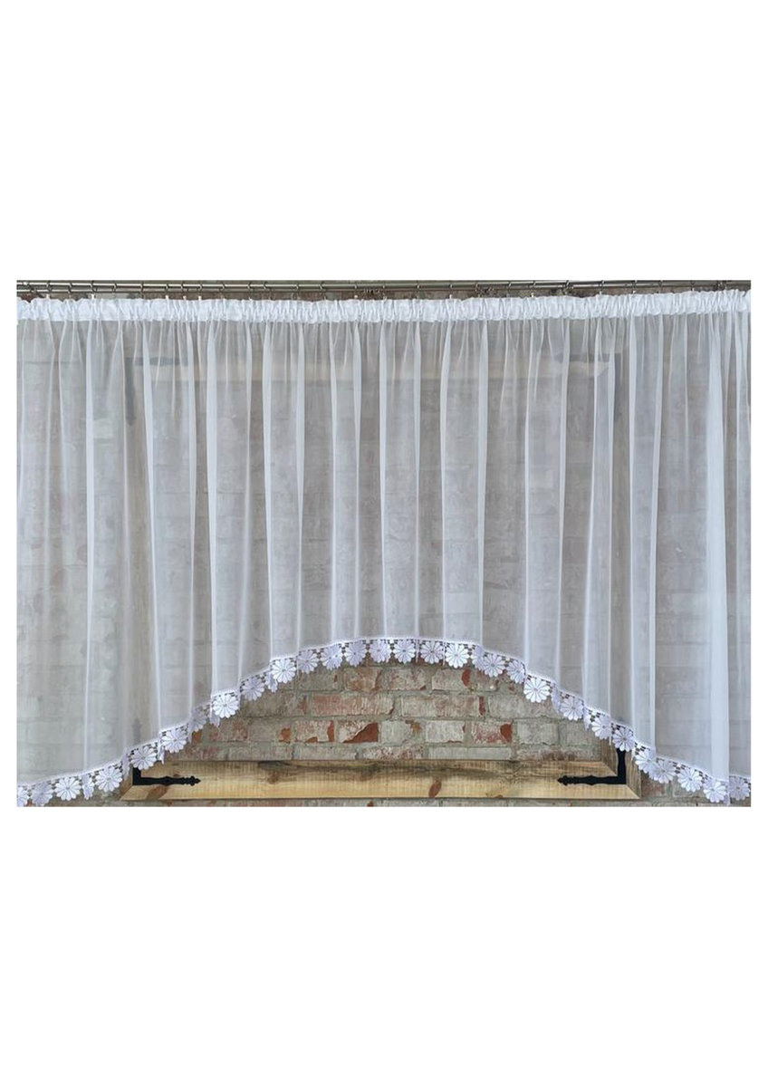 Firana gotowa 300x140 łuk,woal,gipiura 8cm Kwiatek